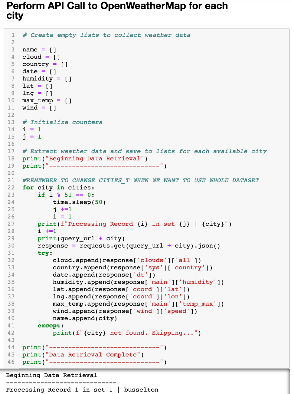 Query OpenWeatherMap